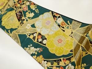 紙布竹に菊・梅模様織出し袋帯